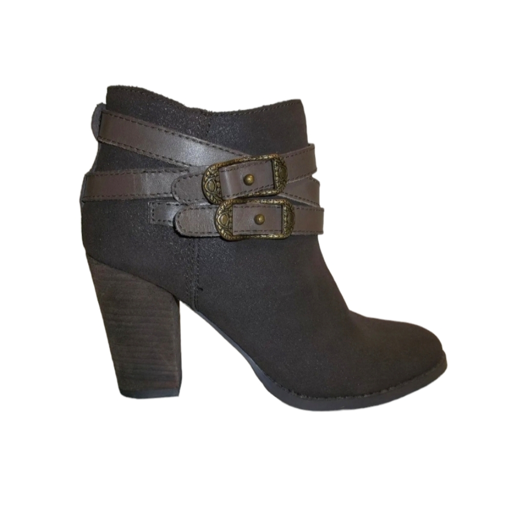 Reba Size 7 M ZANIA Brown Leather Ankle Boots Womens Shoes